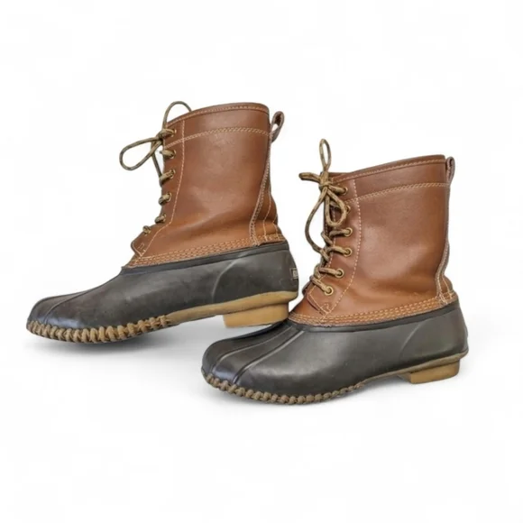 Khombu Letty Leather and Rubber Duck Boots in Brown and Tan Size 7 - Picture 4 of 10